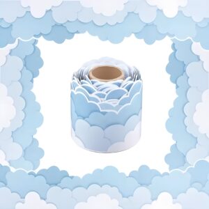 Light Blue & White Cloud-Shaped Border Trim Roll