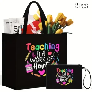 2 piece set of black cloth handbags