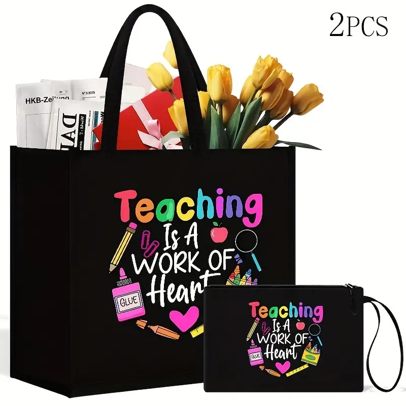 2 piece set of black cloth handbags