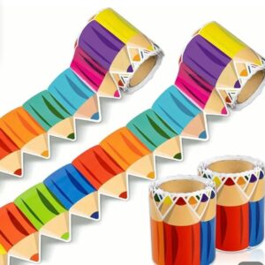 Bulletin board border, rainbow colored pencils.